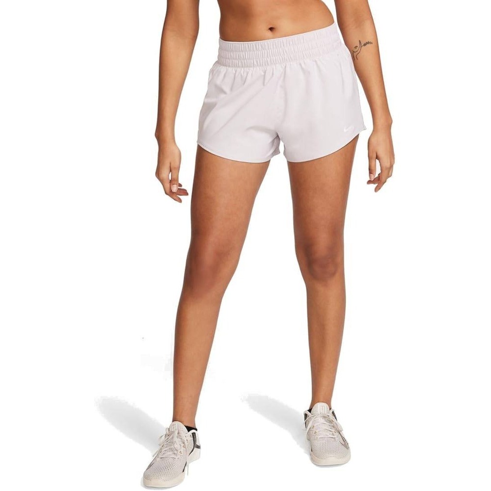 NWT Nike One Women's Dri-FIT Mid-Rise 3" Brief-Lined Shorts Platinum Violet, L‎